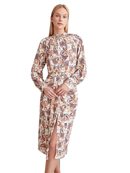 

motf premium paisley print shirt dress without belt t2vx#, Black;gray