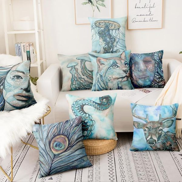 Kissen/Dekoratives Kissen Mysterious Ocean Elf Digital bedruckter Plüschbezug Heimdekoration Almofadas Decorativas Para Sofa Throw CushionCushio