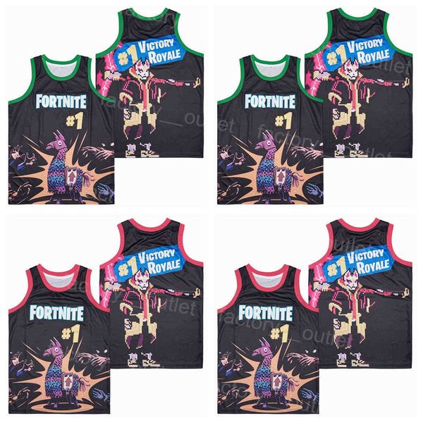 

movie basketball game gameplay fortnite 1 victory royale jersey men uniform hiphop black team color all stitched pure cotton breathable for