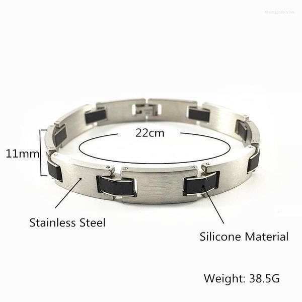 Bracciale da uomo in acciaio inossidabile con catena a maglie in silicone nero braccialetti da uomo per il 2022 accessorio per gioielli uomo Homme bracciale