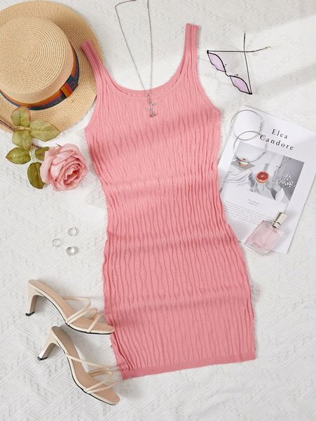 

solid textured sweater dress m2ii#, White;black