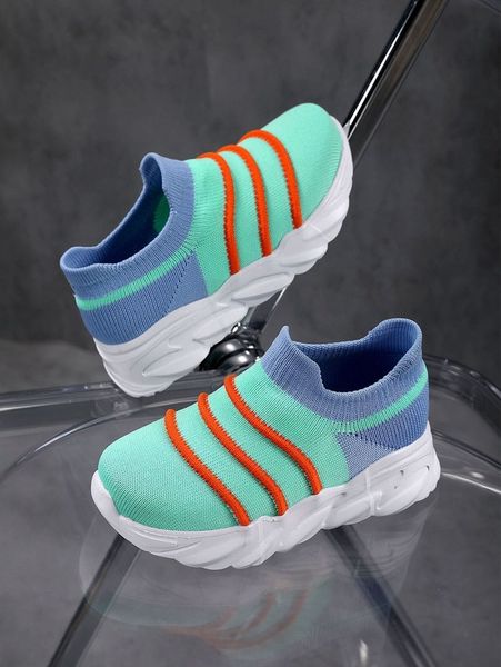 

boys color block slip-on chunky sneakers she, Black