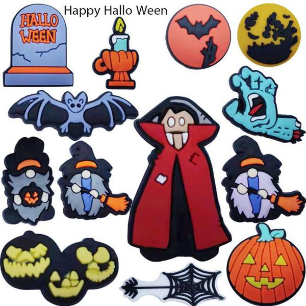 

helloween pvc croc charms hole shoes buckle decoration accessories clog charm party gift, White;pink