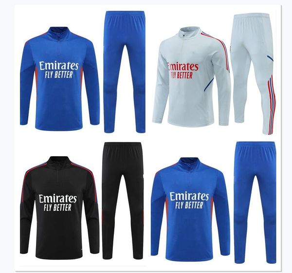 

22 23 lyon soccer tracksuit survetement 2022 2023 lyonnais l.paqueta ol aouar football training suit jogging sets, Black