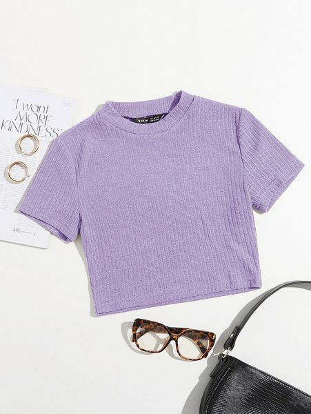 

rib-knit solid tee 53mz#, White