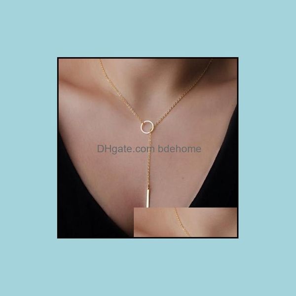 

pendant necklaces pendants jewelry cr punk european and american fashion accessories simple metal ring short necklace female clavicle chai, Silver