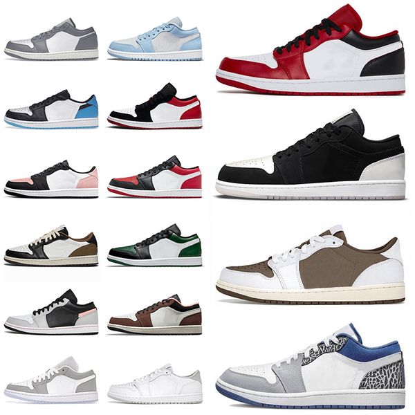 

1 1s low trainers basketball shoes jumpmans sneakers men bred toe women black dark powder blue