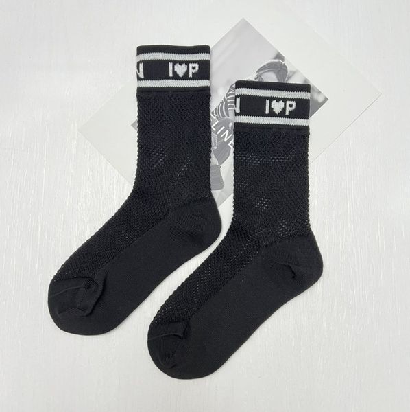

classic womens spring summer hosierys brand d's sock fashion hollow letter tube love style socks mercerized wool female hosiery thin co, Black;white
