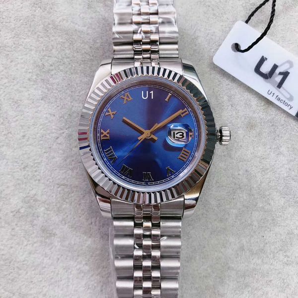 Relógios de negócios Aço Azul Dial Datejust Canelado Bezel 41mm 116333 126334 Relógios de pulso mecânicos automáticos Strap Sapphire Glass Movement
