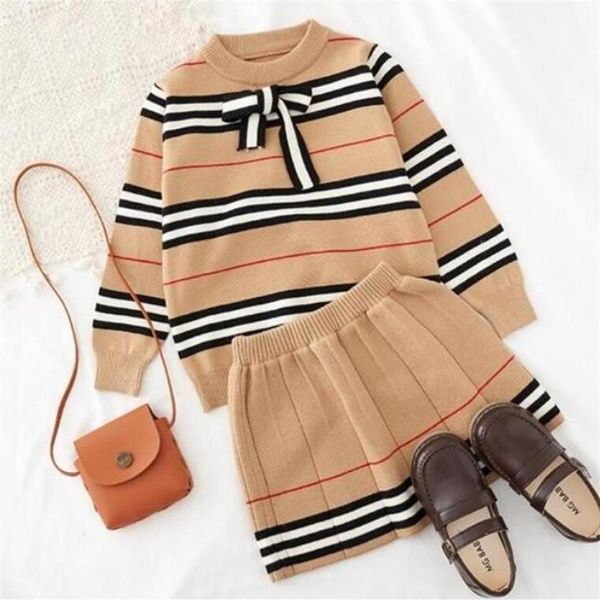 

2021 spring autumn new arrival girls knitted 2 pieces suit skirt kids clothing girls clothing2738, Blue
