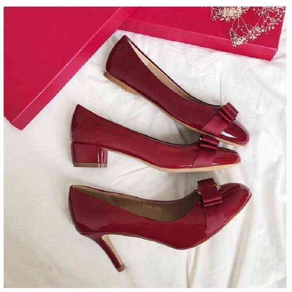 

dress shoes new bridal wedding woman metal decoration pump bow high heel designer brand chunky ladie 220715, Black