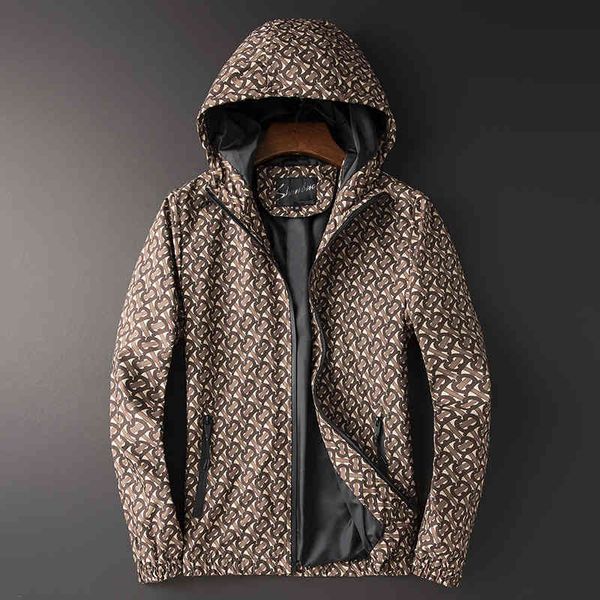 

2022 new hooded et thin men's coat large korean slim fashion casual, Black;brown