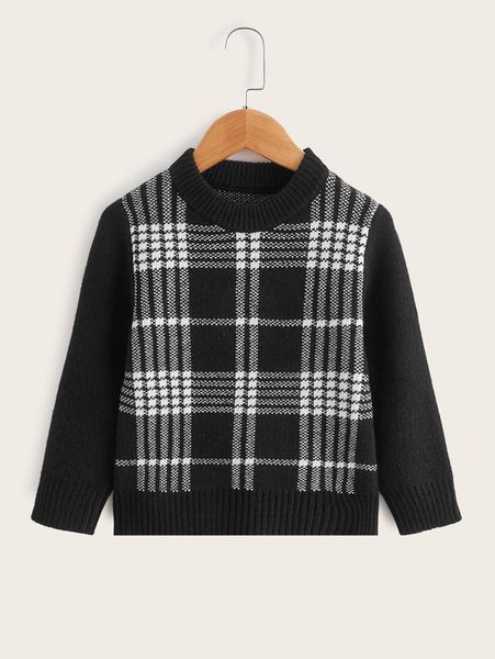 

toddler boys plaid pattern sweater she01, Blue