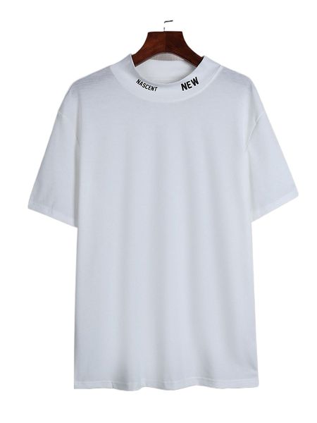 

men letter graphic mock neck tee p6ho#, White;black