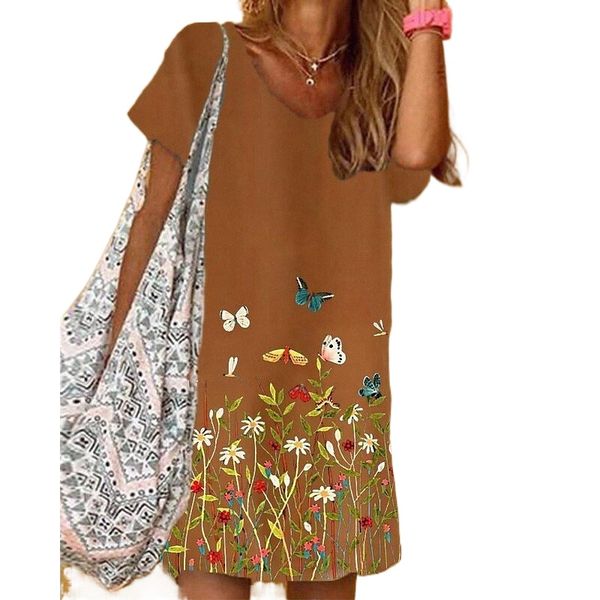 

women's t shirt dress tee dress knee length dress light blue gray red brown short sleeve pattern summer casual daily 2022 s  l xl xxl, Black;gray