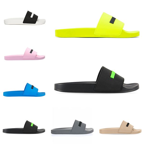 

designer slippers slides mens rubber sandals paris shoes summer pool black green white cool grey beige blue soft pink yellow men women
