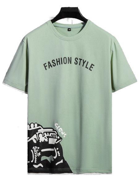 

men letter and cartoon graphic tee d4je#, White;black