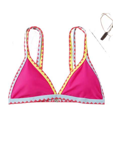 

colorblock whip stitch triangle bikini d6tl#, White;black