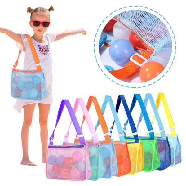 Borsa da spiaggia per bambini alla moda in 16 colori, borsa a tracolla singola in sabbia, conchiglia, giocattolo per bambini, sabbiere, borse da spiaggia