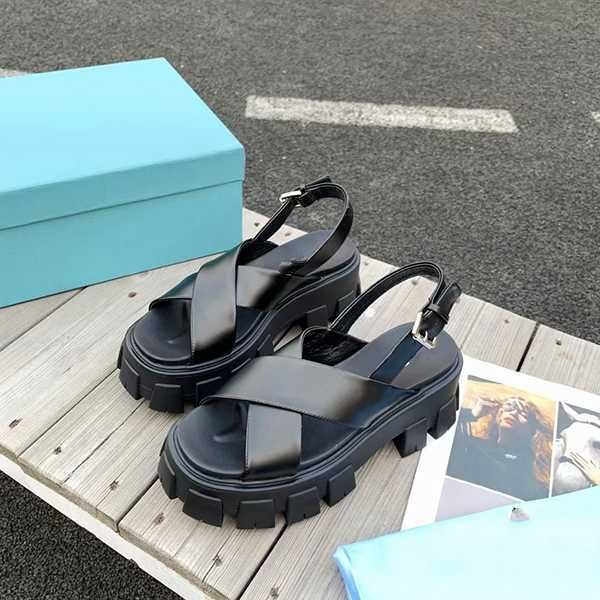 

2022 fashion designer sandals slippers luxury diamond glitter women's leather and mesh sandals with crystal platforms 35-41, Black