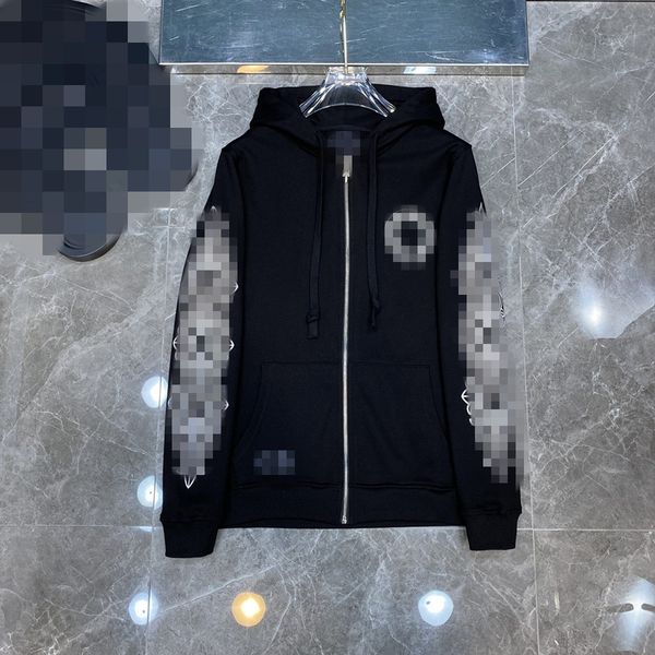 

zip hoodie 2022 fashion designer ch men's women's scroll simple classic flower arm autumn and winter new bipk, Black