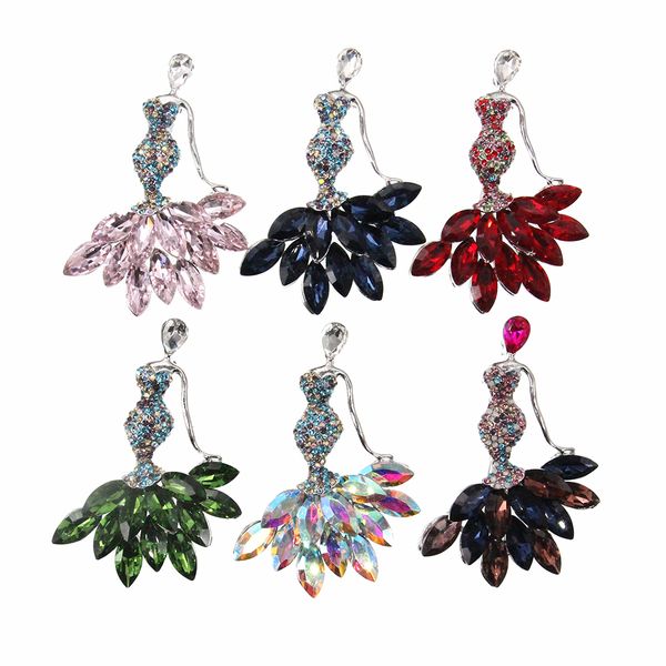 

20 pcs/lot fashion jewelry brooches crystal rhinestone dancing girl brooch pin for decoration/gift, Gray