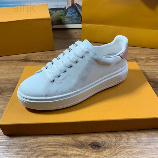 

fashion mens women casual shoes genuine leather sneakers increase platform trainers outdoor lace up calfskin printting sneaker shoe, Black