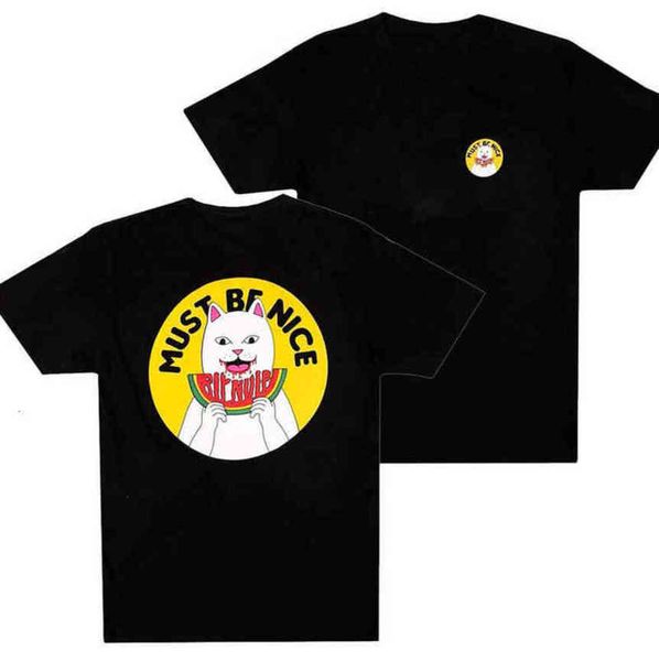 

american brand classic fashion ripndip mens t shirts designer animal cat t-shirts couple minority women tshirt oversize tees summer short s, White;black