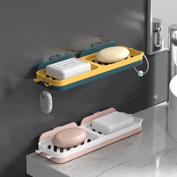 Haken Schienen Punch-freies Badezimmer Wäsche Seife Halter Toilette Wand-montiert Ablauf Schwamm Stehen Lagerung Regale Für BadezimmerHaken