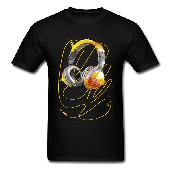 

hip hop dance music t-shirt turn me on short sleeve 100% cotton men's t shirts rock headphone t shirt 220520, White;black