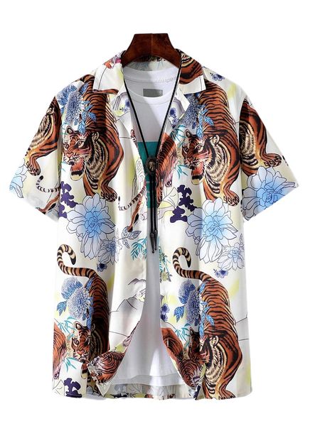 

men tiger print shirt without tee e2mz#, White;black