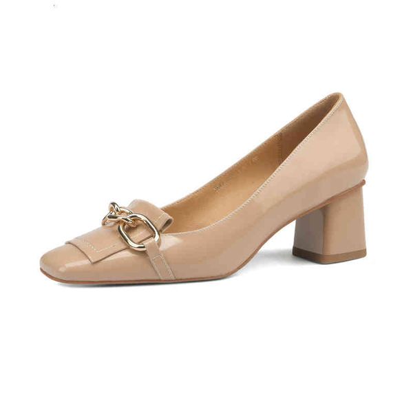 

dress shoes spring and summer women's shoes square head thick heels high metal buckle simple four seasons single 0ks9, Black