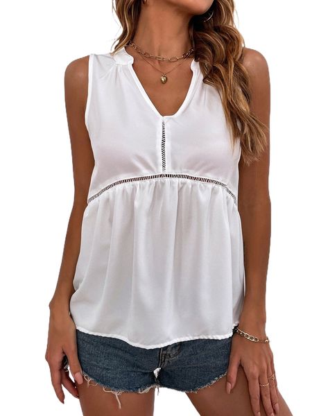 

notched neckline ruched blouse l8hn#, White