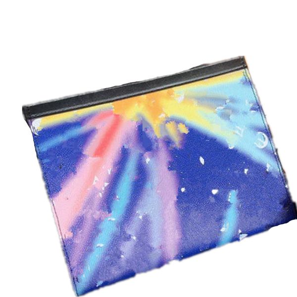 

luxury designer white letter storage wallets brand zipper clutch bags coin purse for men and women colorful rendering letters rainbow wash b, Red;black