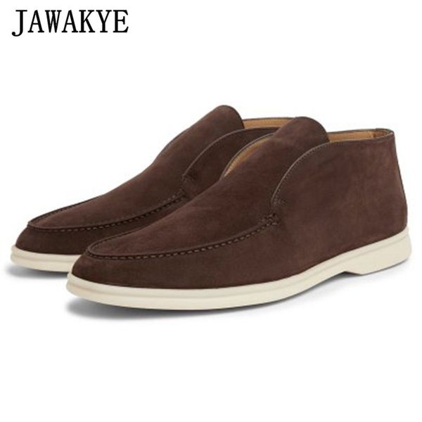 

high casual kidsuede men shoes round toe cozy real leather flat penny slip on lazy loafers summer walking 220808, Black