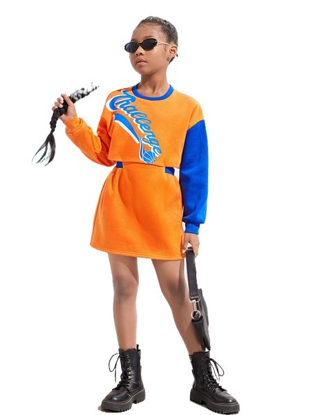 

girls colorblock letter graphic cut out sweatshirt 28qp#, Black;white