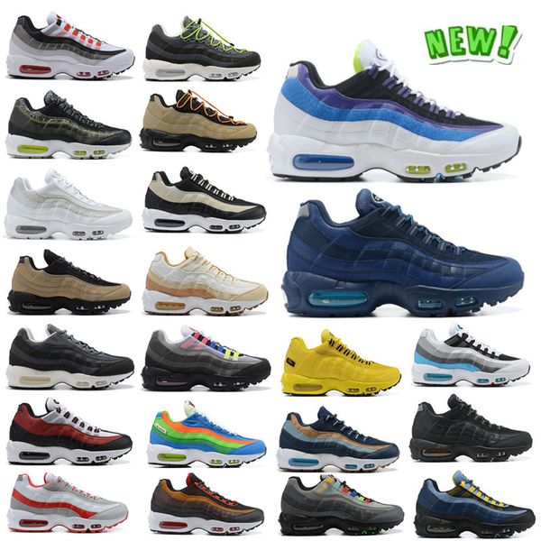 

high-class 95 men running shoes 95s triple black white neon khaki total orange light p blue iron smoke grey off brown hombre chaussure man