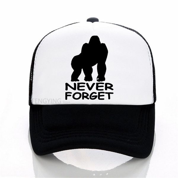 

never forget harambe print baseball cap summer casual mesh trucker cap adjustable sports hat, Blue;gray