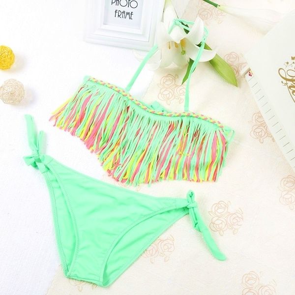 

kids bikini girls swimwear bathing sets kid swimming suit tassel swimsuit children bikinis baby set new biquini infantil y200319, White;black