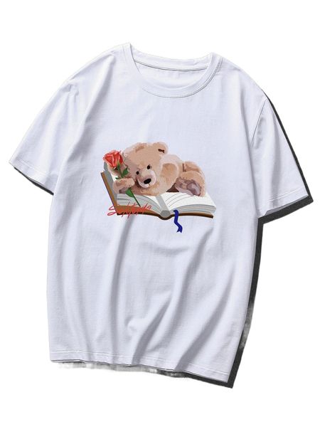 

men bear & letter graphic tee t8ah#, White;black