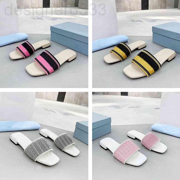 

slippers designer designer women embroidered sandals fabric triangle slides mules knitted slipper womens home flip flops casual summer leath, Black