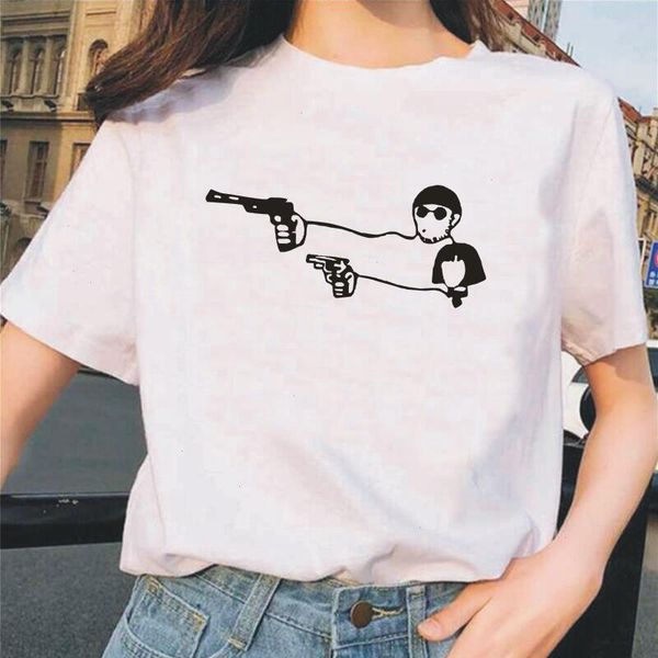 

summer short sleeve tee shirt femme harajuku valentines day movie leon the professional t women casual, White