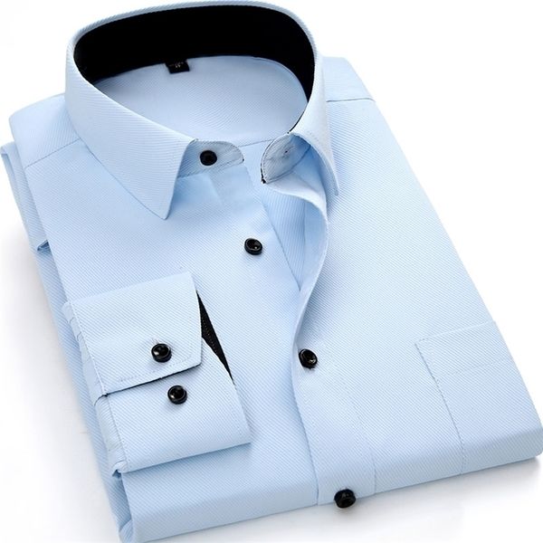Мужские рабочие рубашки бренда мягкий длинный рукав квадратный воротник регулярные твердые простые / из ткани для мужчин белые мужские вершины 220401