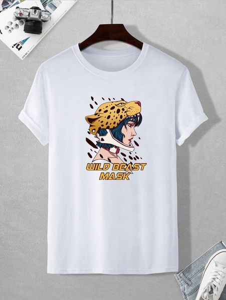 

romwe guys letter cartoon graphic tee k6ts#, White;black