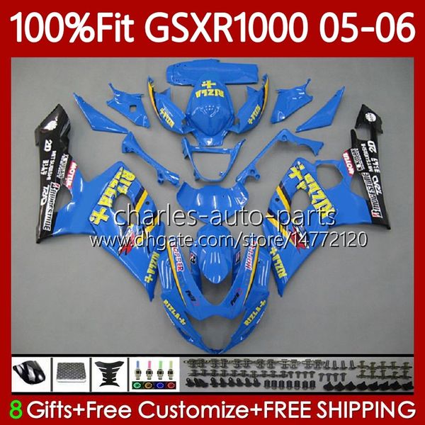 Feedings de molde de injeção para suzuki gsxr 1000 cc k5 gsxr-1000 GSXR1000 05 06 Bodywork 122No.82 1000cc gsx R1000 2005 2006 GSX-R1000 2005-2006 OEM Kit Blue Yellow