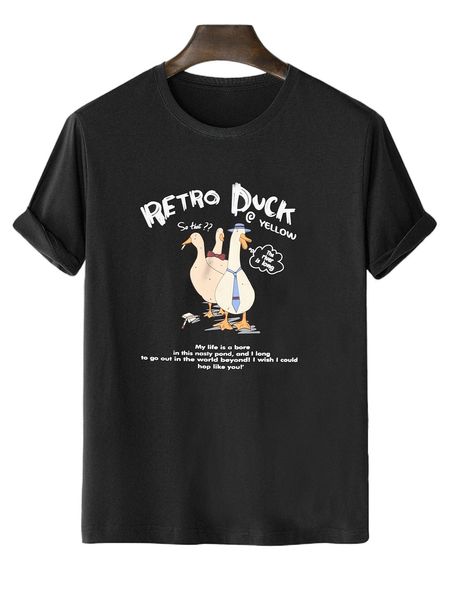 

men cartoon & slogan graphic tee a7hh#, White;black