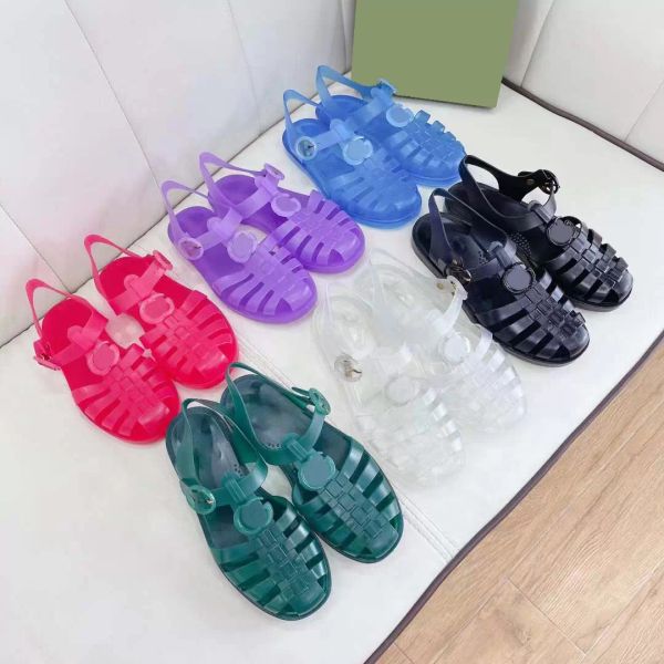 

designer sandals double g slippers jelly transparent sandal ankle buckle rubber slides shoes ladies flat beach flip flops, Black