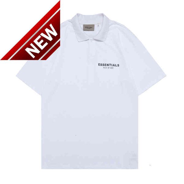 

50% off discount 20 feel of god essentials fog new double thread reflective printed polo shirt men's and women's short sleeve t-sh, White;black