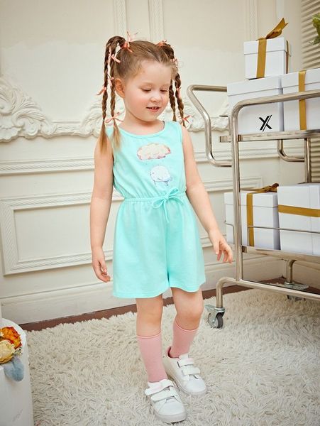 

x corilaticollab toddler girls cartoon print drawstring jumpsuit she, Blue