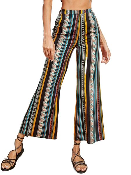 

striped print flared leg pants y8nr#, Black;white